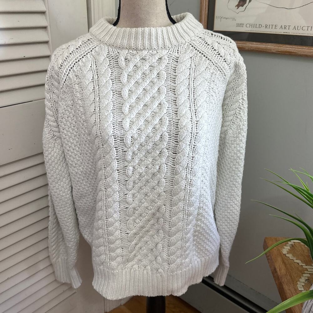 Modern Citizen Sweater Womens Small White Cable Knit Fisherman Nautical Preppy